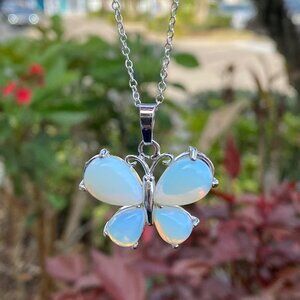 NEW Opalite Butterfly Pendant Necklace